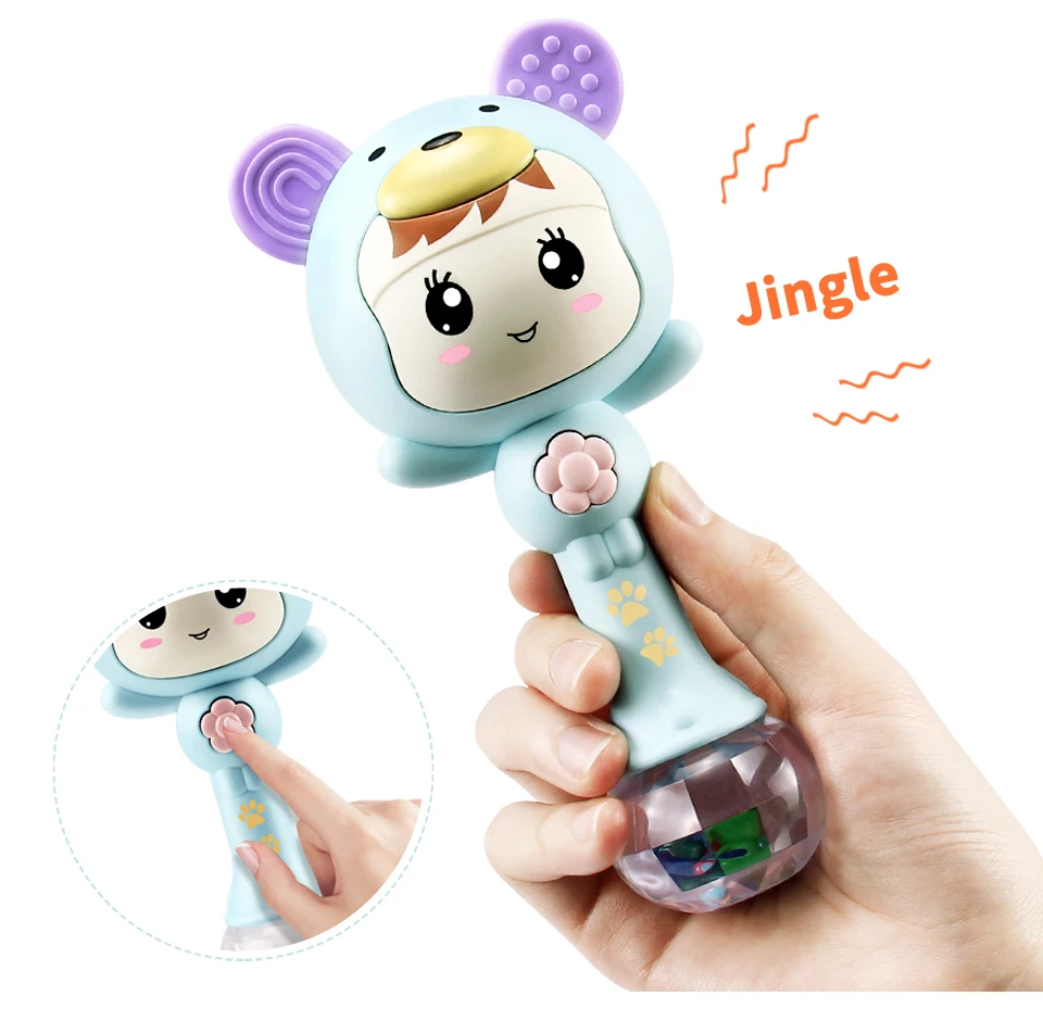 Music Light Shaking Rattles Baby Hand Bells Cute Cartoon Biting Teether Toys Puzzle Sound Light Rhythm Induction 3 Color
Music Light Shaking Rattles Baby Hand Bells Cute Cartoon Biting Teether Toys Puzzle Sound Light Rhythm Induction 3 Color