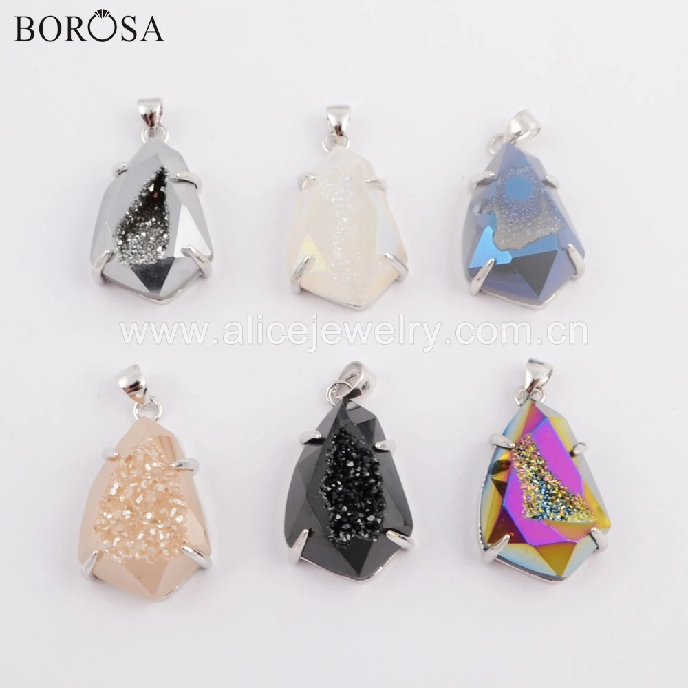 BOROSA 5/10 шт. Посеребренная форма радужного титана кулон Агаты Друза граненые искусственные бусины Drusy Boho ожерелья ZS0334
BOROSA 5/10 шт. Посеребренная форма радужного титана кулон Агаты Друза граненые искусственные бусины Drusy Boho ожерелья ZS0334