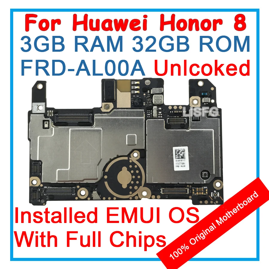 

3GB RAM 32GB ROM For HUAWEI Honor 8 FRD-AL00A Motherboard 100% Unlocked Original Mainboard EMUI Logic Board With Full Chips