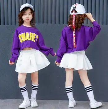 Girls Clothing Set Children Long Sleeved Hip Hop Crop Tops + White Skirt 2 Piece Dance Clothes Sets for Kids Summer 8 10 12 14 Y
Girls Clothing Set Children Long Sleeved Hip Hop Crop Tops + White Skirt 2 Piece Dance Clothes Sets for Kids Summer 8 10 12 14 Y