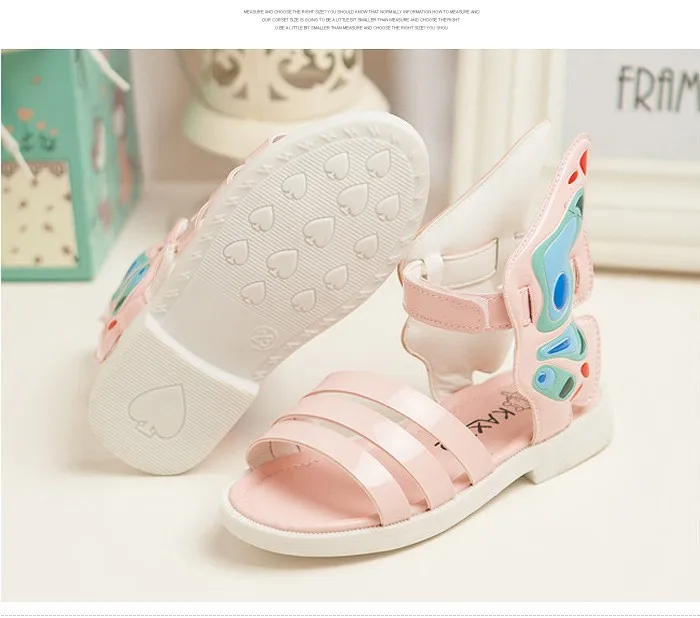 New 2015 Fashion Girls Sandals Summer Style Children's Shoes Girls Shoes Butterfly's Wing Patent Leather Kids Shoes Baby Sandals (8)