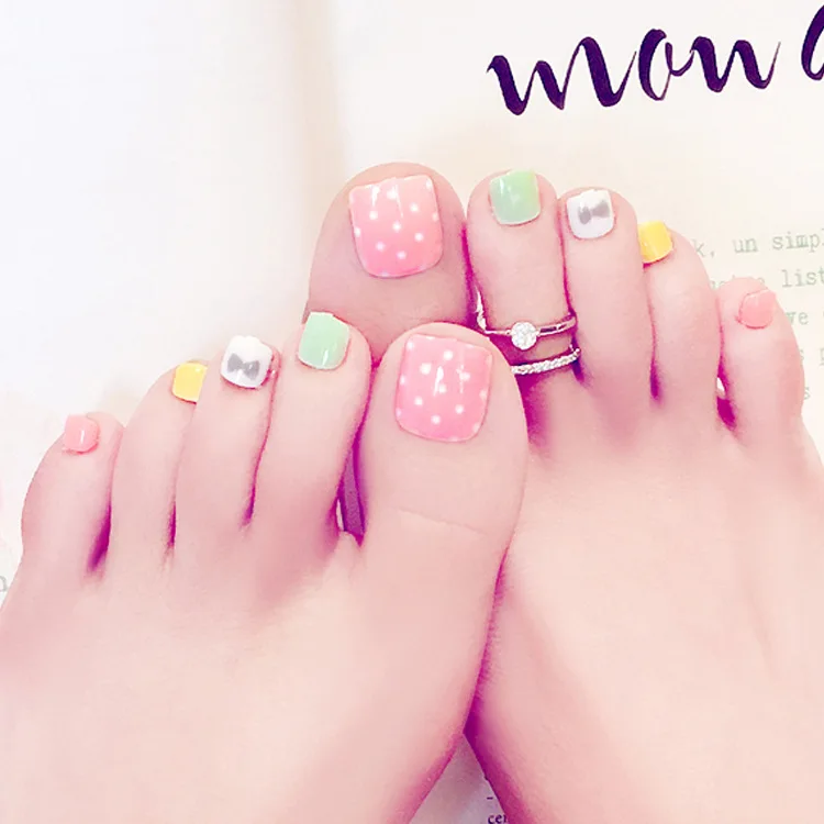 24Pcs Candy Color Toe Nails Summer Toe False Nails Short Full Cover Pink Spot Bowkit Style Nail Tips Acrylic Fake Feet Patch
24Pcs Candy Color Toe Nails Summer Toe False Nails Short Full Cover Pink Spot Bowkit Style Nail Tips Acrylic Fake Feet Patch