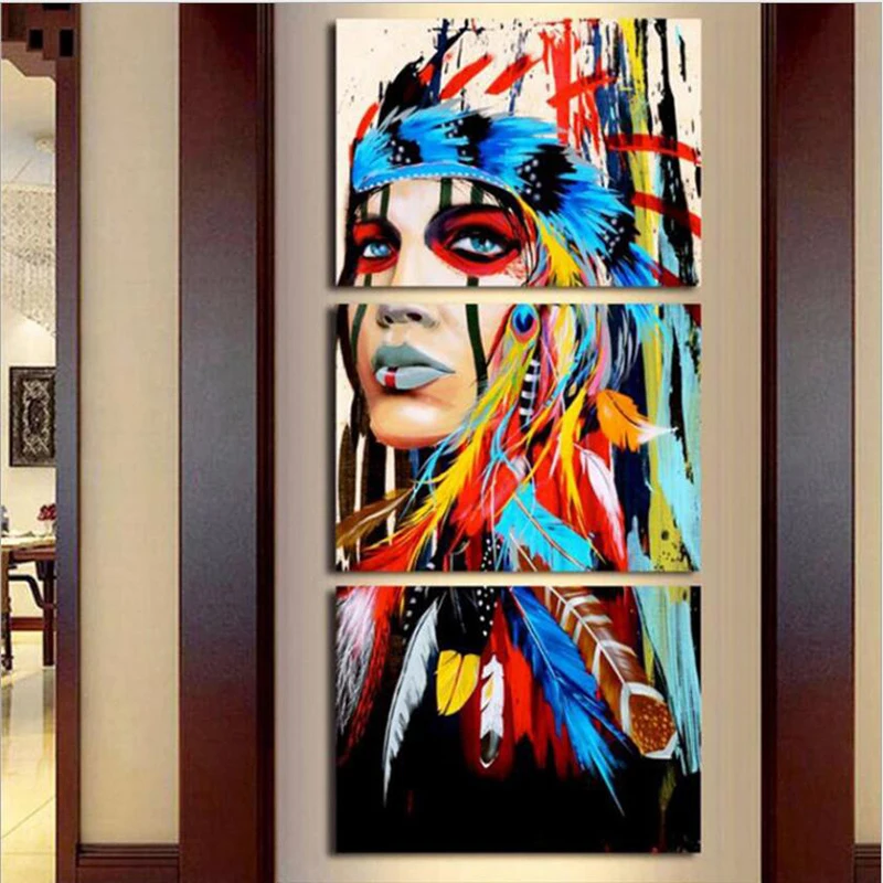 high quality Portrait Canvas Art Wall Pictures For Living Room Indian Woman Feathered Pride Painting Home Decor Printed
high quality Portrait Canvas Art Wall Pictures For Living Room Indian Woman Feathered Pride Painting Home Decor Printed