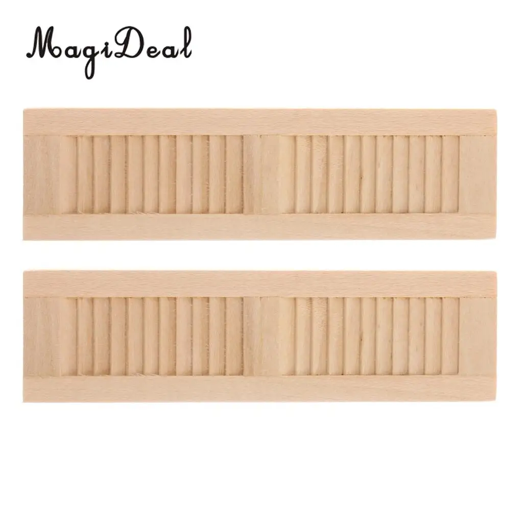 2Pcs/Set Handmade 1/12 Miniature Dollhouse Wooden Shutters DIY Window Furniture Accessories Toys for Children