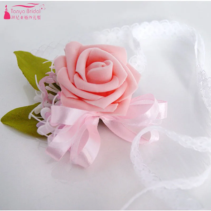 Pink/White/Blue/Purple Wedding Flowers Bridesmaid Wrist Flower Bridal Corsages with lace Ribbon Best Men Boutonniere ZHF01
Pink/White/Blue/Purple Wedding Flowers Bridesmaid Wrist Flower Bridal Corsages with lace Ribbon Best Men Boutonniere ZHF01