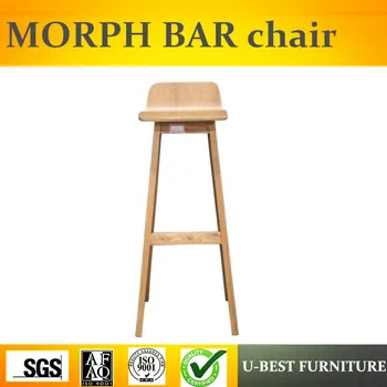 Free shipping U-BEST Commercial solid wood bar stool wholesale wooden bar stool chair,morph wooden bar chair