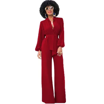 Long Sleeve Elegant Autumn Winter Spring Womens Tunic Jumpsuit Sexy V-neck Wide Leg Solid Belt Pocket Solid Overalls Long Pants
Long Sleeve Elegant Autumn Winter Spring Womens Tunic Jumpsuit Sexy V-neck Wide Leg Solid Belt Pocket Solid Overalls Long Pants