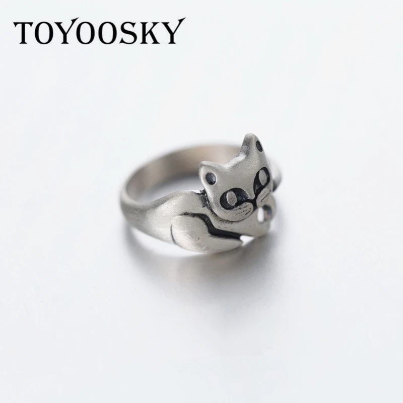 Thai Silver New Fashion Retro Cute Lucky Cat Open Ring 925 Sterling-Silver-Jewelry Adjustable Size for Women Jewelry Gift
Thai Silver New Fashion Retro Cute Lucky Cat Open Ring 925 Sterling-Silver-Jewelry Adjustable Size for Women Jewelry Gift