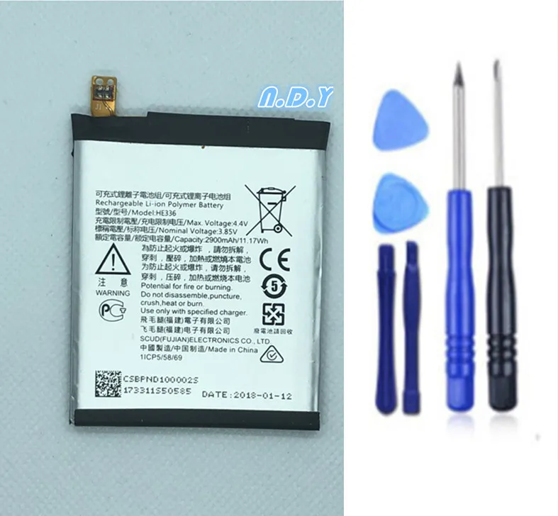 Original HE336 2900mAh Battery For Nokia 5 Dual SIM, 5 Premium Edition Dual SIM, HMD Heart, Nokia 5, TA-1044 + Free Tools
Original HE336 2900mAh Battery For Nokia 5 Dual SIM, 5 Premium Edition Dual SIM, HMD Heart, Nokia 5, TA-1044 + Free Tools