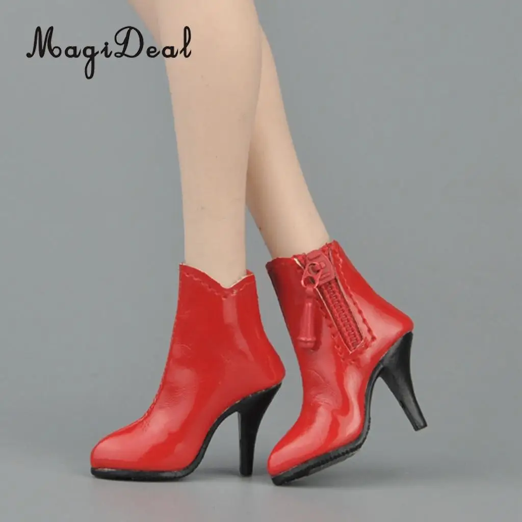 MagiDeal 1/6 Scale PU Leather Female High Heels Ankle Boots Shoes for 12 Inch Action Figure Body Model Acc Girls Gift 3Colors