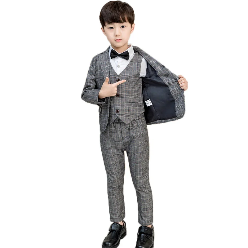 

Flower Boys Formal Blazer Clothing Set Kids Jacket Vest Pants 3Pcs Wedding Tuxedo Suit Children Party Performance Dress Costume