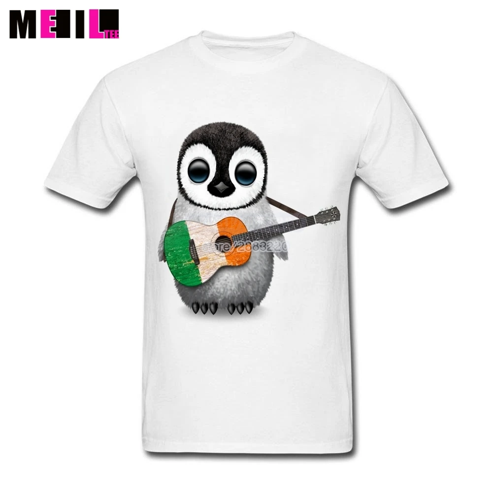 Image Men Baby Penguin Playing Irish Flag Guitar Big Size Where To Buy T Shirts  Short Sleeve t shirt Tshirt
