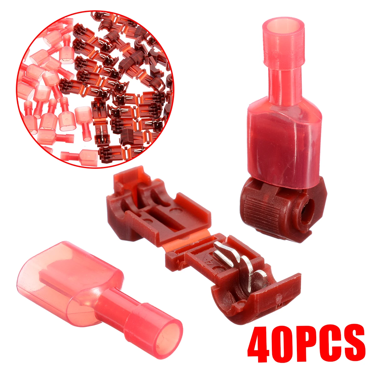 40Pcs Quick Splice Wire Connector Car Connecting Card Red T-Taps & Male Insulated Quick Splice Lock Cable Terminals Connectors
40Pcs Quick Splice Wire Connector Car Connecting Card Red T-Taps & Male Insulated Quick Splice Lock Cable Terminals Connectors