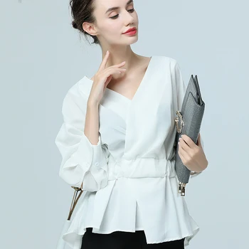 Women Chiffon White Blouse Peplum Tops Pull On Shirt V-neck 7/10 Sleeve Slim Tunic Elegant Female All-Match Street wear Blouses
Women Chiffon White Blouse Peplum Tops Pull On Shirt V-neck 7/10 Sleeve Slim Tunic Elegant Female All-Match Street wear Blouses