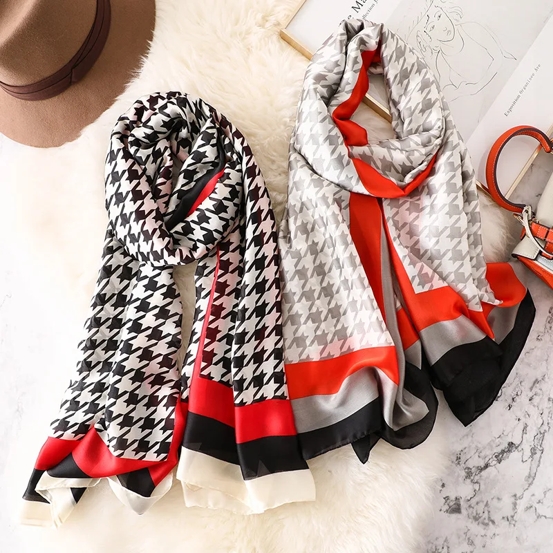 KOI LEAPING new fashion spring houndstooth pattern scarves female outside holiday silk scarf beach beach towel long scarf gift
KOI LEAPING new fashion spring houndstooth pattern scarves female outside holiday silk scarf beach beach towel long scarf gift
