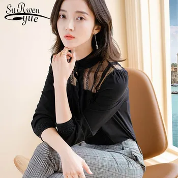 2019 spring fashion new black lace shirt retro shirt long-sleeved O-neck women perspective chiffon Office work shirts 2499 50 
2019 spring fashion new black lace shirt retro shirt long-sleeved O-neck women perspective chiffon Office work shirts 2499 50