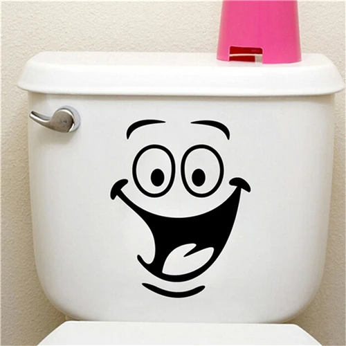 

DIY Smile face Toilet stickers personalized furniture decoration wall decals fridge washing machine sticker Bathroom Car Gift