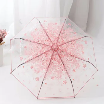 Three Fold Umbrella Women Transparent Umbrella Rain Women Umbrella 3 Folding Classic Cherry Sakura Pattern Clear Umbrella
Three Fold Umbrella Women Transparent Umbrella Rain Women Umbrella 3 Folding Classic Cherry Sakura Pattern Clear Umbrella