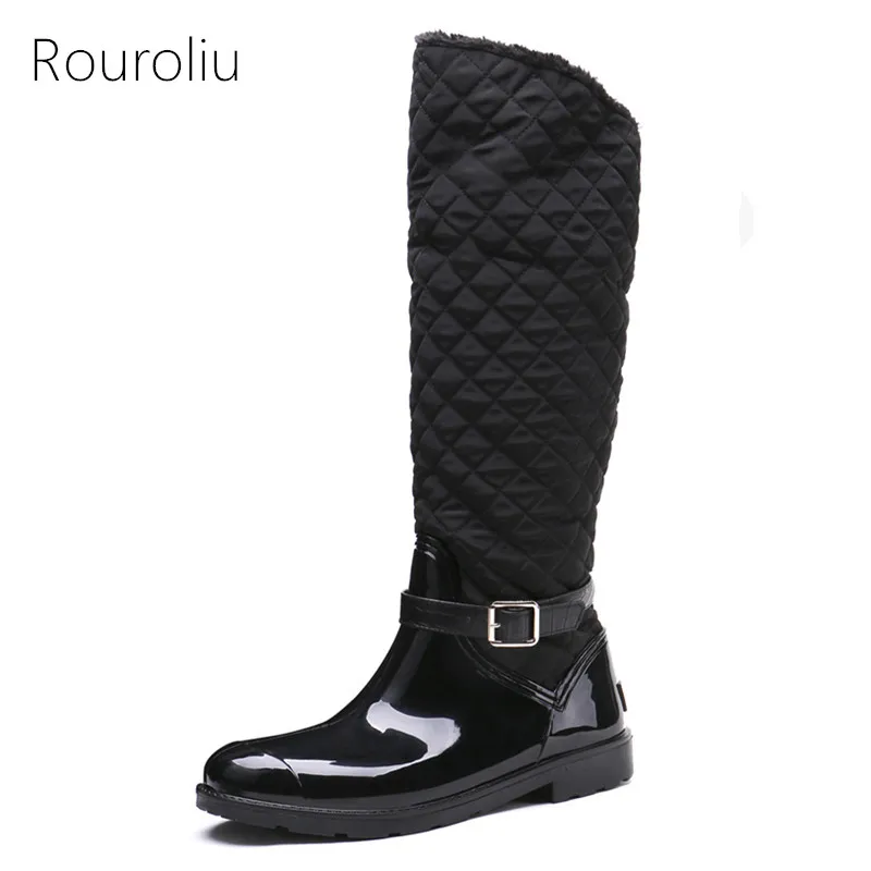 Rouroliu Women Tall Winter Rain Boots Non-slip Side Zipper Rainboots With Warm Fur Buckle Water Shoes Woman TR212
Rouroliu Women Tall Winter Rain Boots Non-slip Side Zipper Rainboots With Warm Fur Buckle Water Shoes Woman TR212