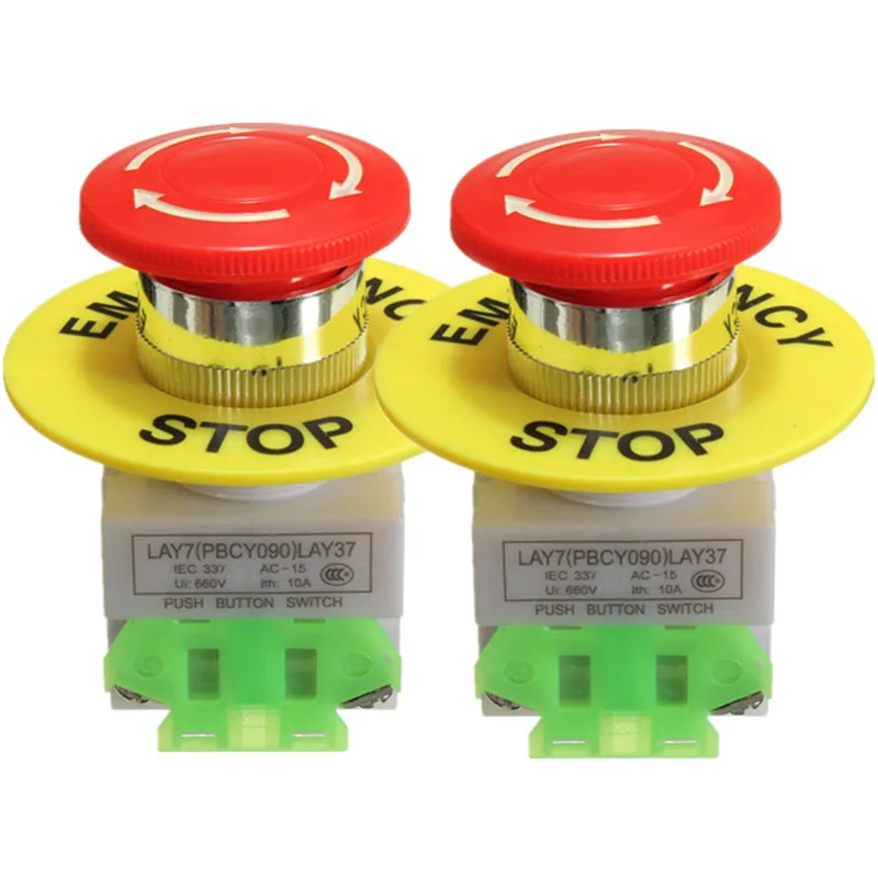 2Pcs Amico Red Mushroom Cap 1NO 1NC DPST Emergency Stop Push Button Switch AC 660V 10A e-stop switch Low Price
2Pcs Amico Red Mushroom Cap 1NO 1NC DPST Emergency Stop Push Button Switch AC 660V 10A e-stop switch Low Price