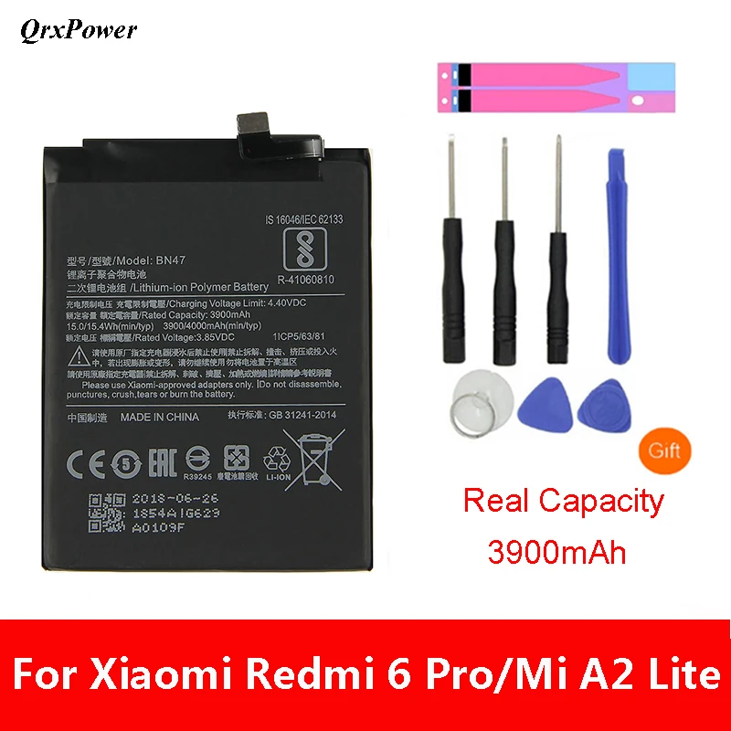 Оригинальный мобильный телефон BN47 аккумулятор для Xiaomi Redmi 6 Pro / Mi A2 Lite 3900 мАч