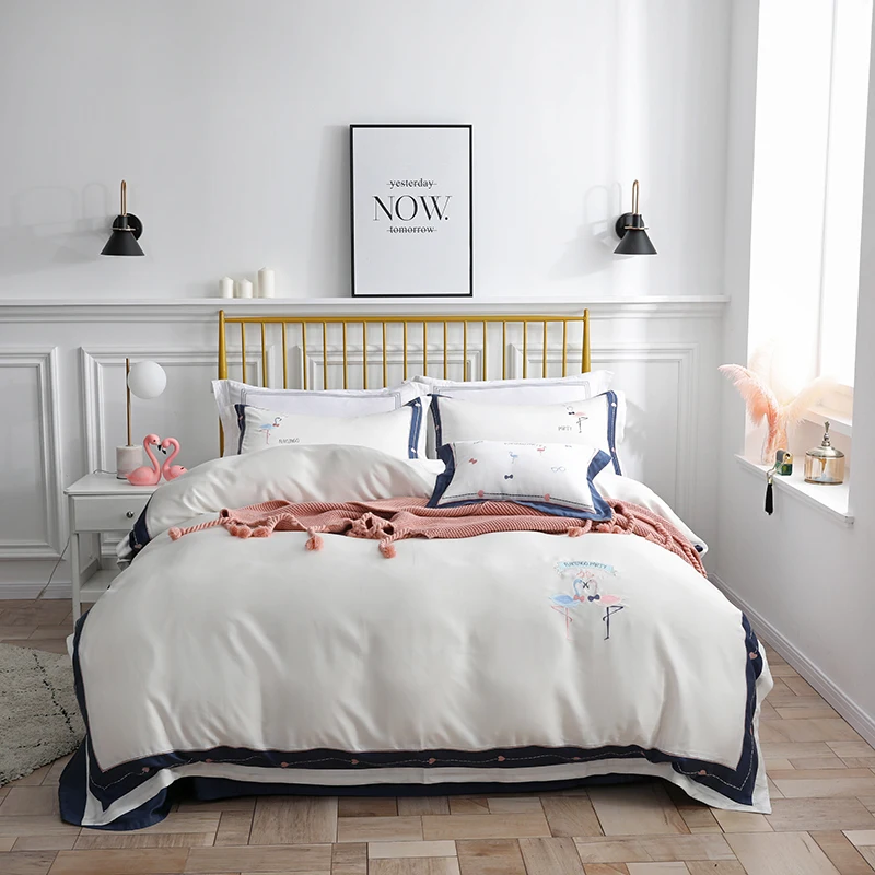 New Super soft tencel Bedding Sets embroidery Queen/King Size Duvet Cover Set Bedclothes Bed Linen Quilt Cover 1/4pcs
New Super soft tencel Bedding Sets embroidery Queen/King Size Duvet Cover Set Bedclothes Bed Linen Quilt Cover 1/4pcs