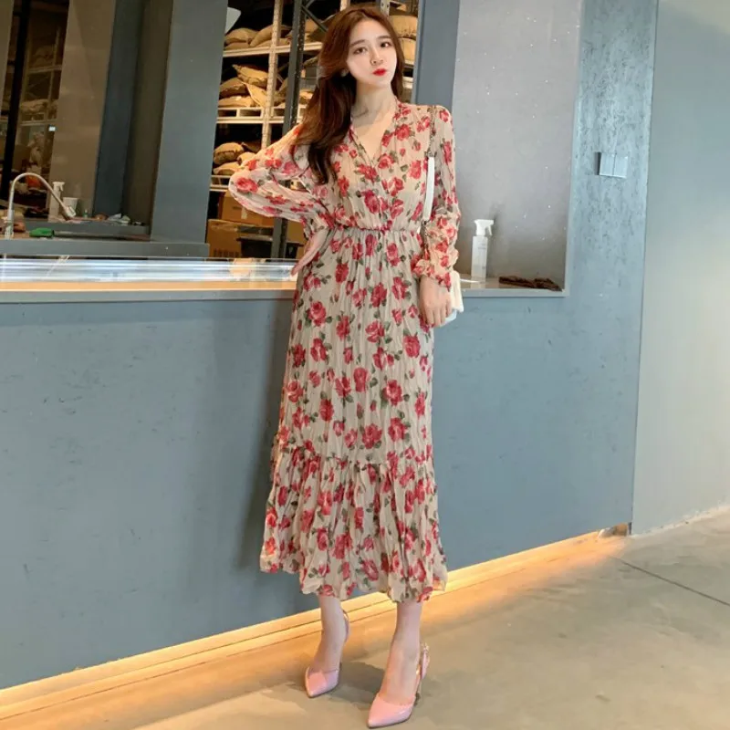2019 The New Temperament Waist V-neck Chiffon Dresses A Word Floral Fish Tail Women's Clothing Fashion Dresses
2019 The New Temperament Waist V-neck Chiffon Dresses A Word Floral Fish Tail Women's Clothing Fashion Dresses