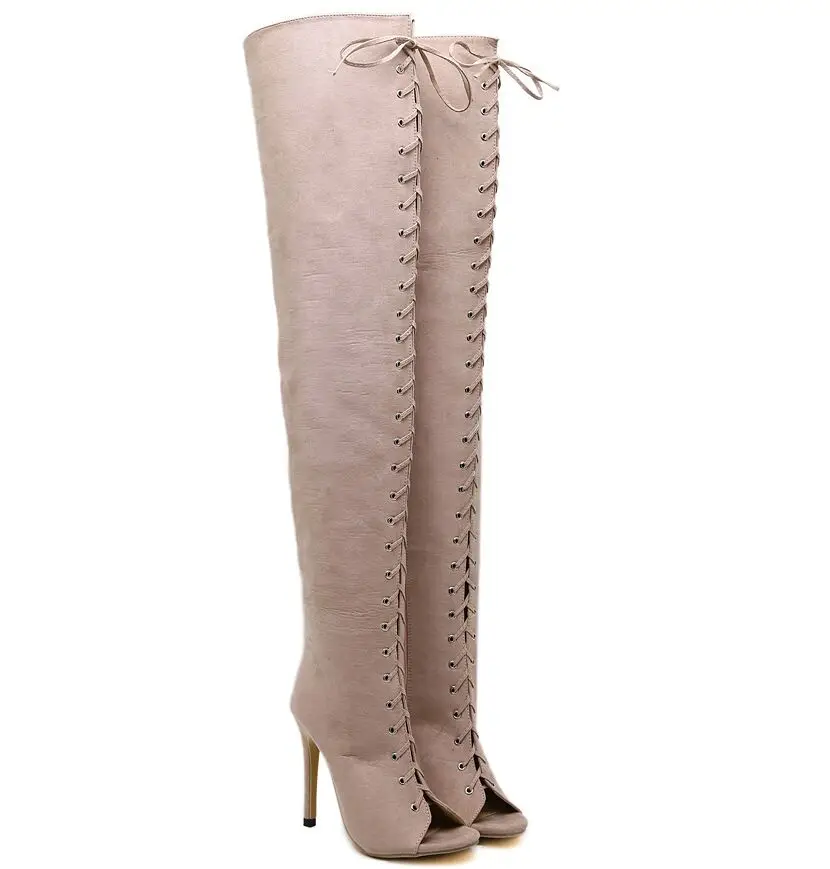 Size 4~9 Sexy Over-the-Knee Boots 12cm High Heels Women Shoes Peep-Toe Lace-Up Women Boots botas mujer (Check Foot Length) Size 4~9 Sexy Over-the-Knee Boots 12cm High Heels Women Shoes Peep-Toe Lace-Up Women Boots botas mujer (Check Foot Length)<br><br>Aliexpress