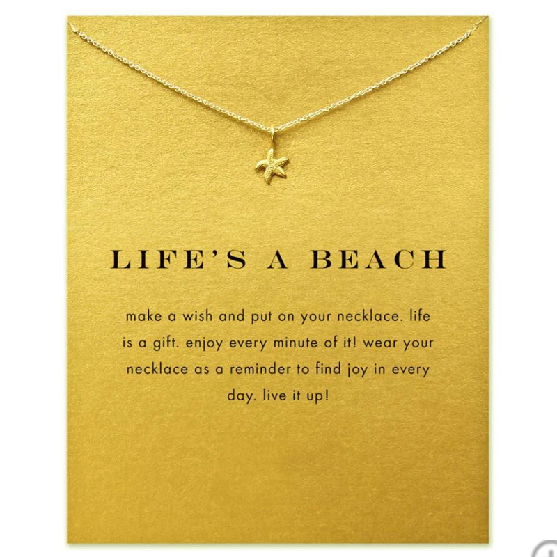2018 New Starfish Beach Pendant Short Chain Choker Necklace For Women Golden Heart wish necklace with card Jewelry As gift Beach
2018 New Starfish Beach Pendant Short Chain Choker Necklace For Women Golden Heart wish necklace with card Jewelry As gift Beach