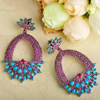 Dazz Blue Pink Brilliant Zircon Dangle Earrings For Women Black Gun Color Wedding Ear Accessories Bohemia Style Party Earring
Dazz Blue Pink Brilliant Zircon Dangle Earrings For Women Black Gun Color Wedding Ear Accessories Bohemia Style Party Earring