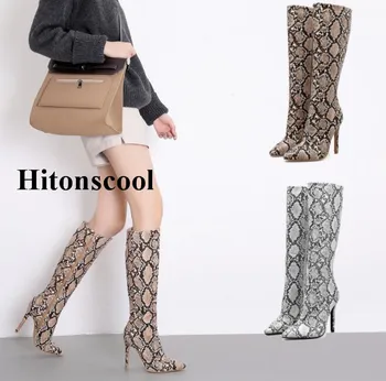 2019 Rihana Women Knee High Heels Boots Snakeskin Pointed Toe Ladies 10.5cm Boots Stiletto Shoes botas mujer
2019 Rihana Women Knee High Heels Boots Snakeskin Pointed Toe Ladies 10.5cm Boots Stiletto Shoes botas mujer
