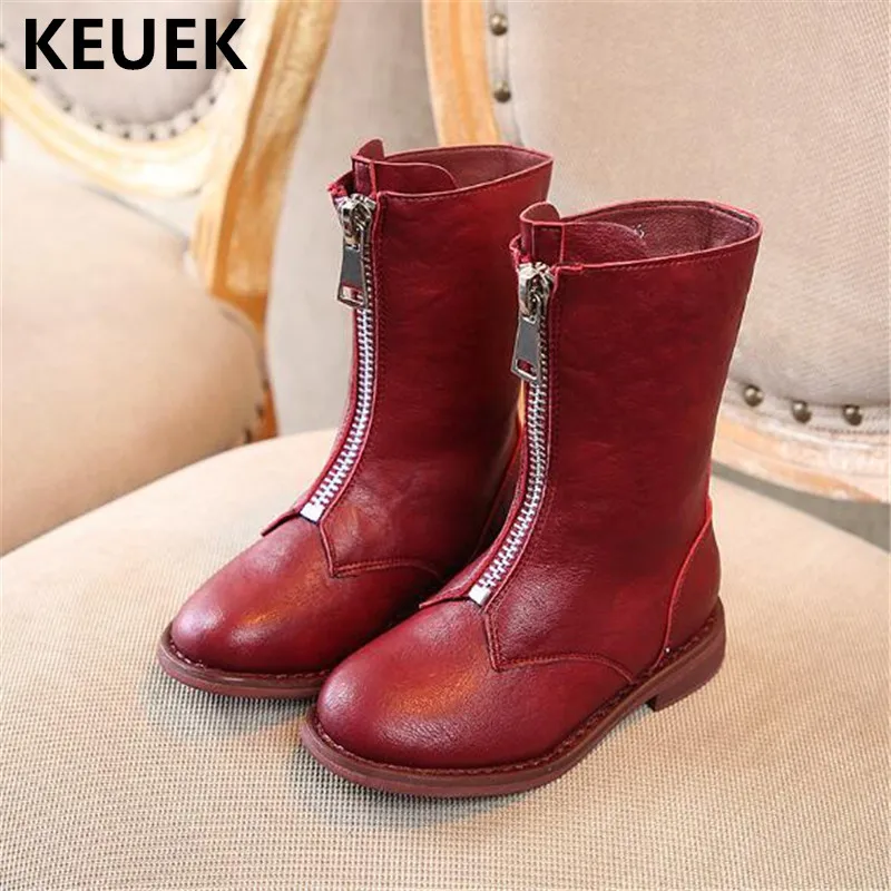 European Style American front zipper Martin boots Children Girls Boots Autumn/Winter Mid-Calf High Boots Kids Genuine Leather 04
European Style American front zipper Martin boots Children Girls Boots Autumn/Winter Mid-Calf High Boots Kids Genuine Leather 04