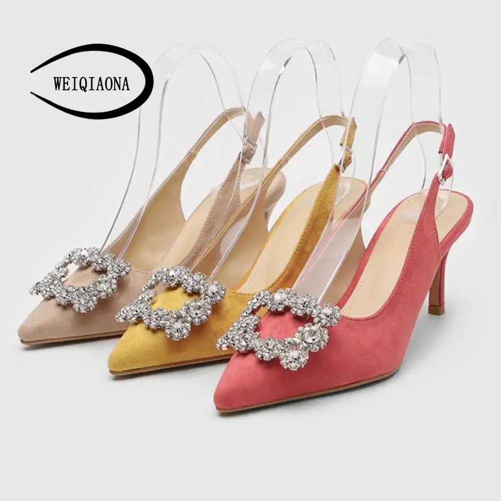 WEIQIAONA 2019 Brand Design Luxury Crystal Shoes Women flock Pointed Toe High Heels Wedding Shose Dress Shoes
WEIQIAONA 2019 Brand Design Luxury Crystal Shoes Women flock Pointed Toe High Heels Wedding Shose Dress Shoes
