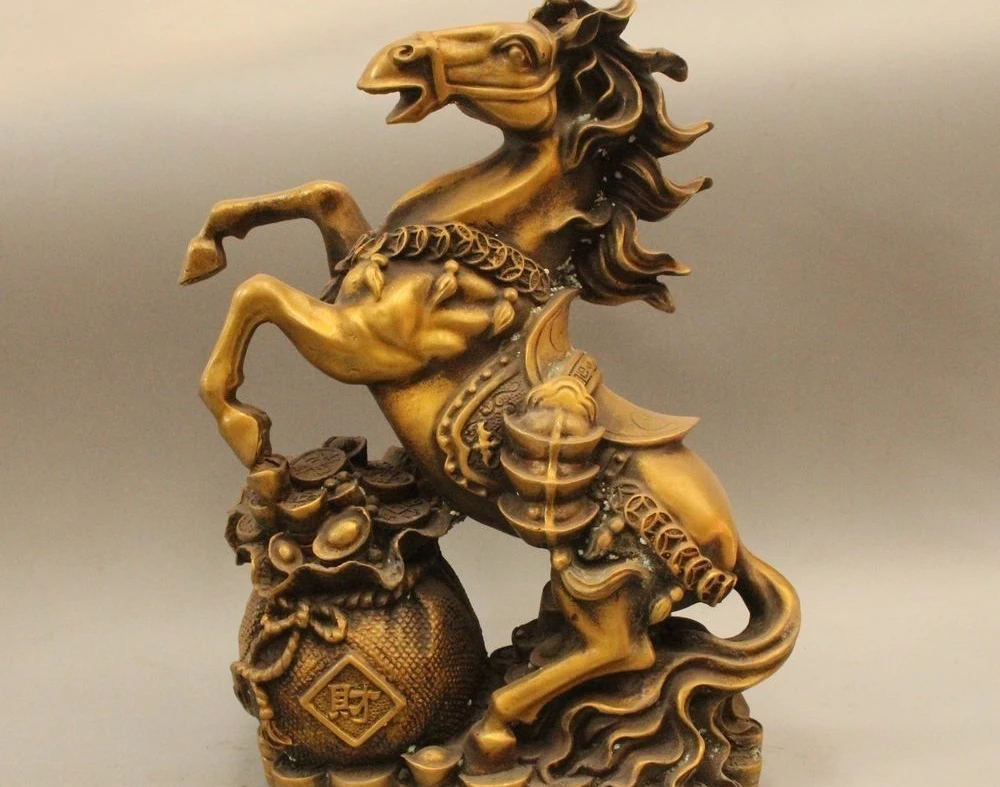 Free Shipping 13" Chinese Folk Feng Shui Brass Wealth Zodiac Year Horse Yuan Bao Money Statue
Free Shipping 13" Chinese Folk Feng Shui Brass Wealth Zodiac Year Horse Yuan Bao Money Statue