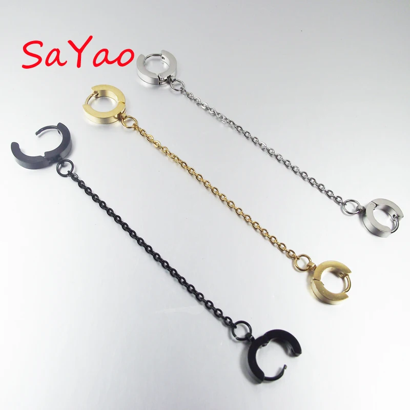 SaYao 2Pieces Fashion Stainless Steel Earring Double Hole Punk Long Tassels Chain Huggie Earrings Stud Body Piercing Jewelry
SaYao 2Pieces Fashion Stainless Steel Earring Double Hole Punk Long Tassels Chain Huggie Earrings Stud Body Piercing Jewelry