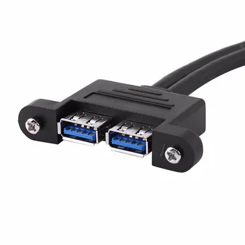 Combo Dual USB 3.0 Male to Female Extension Cable with Screw Socket Panel Mount Holes
Combo Dual USB 3.0 Male to Female Extension Cable with Screw Socket Panel Mount Holes