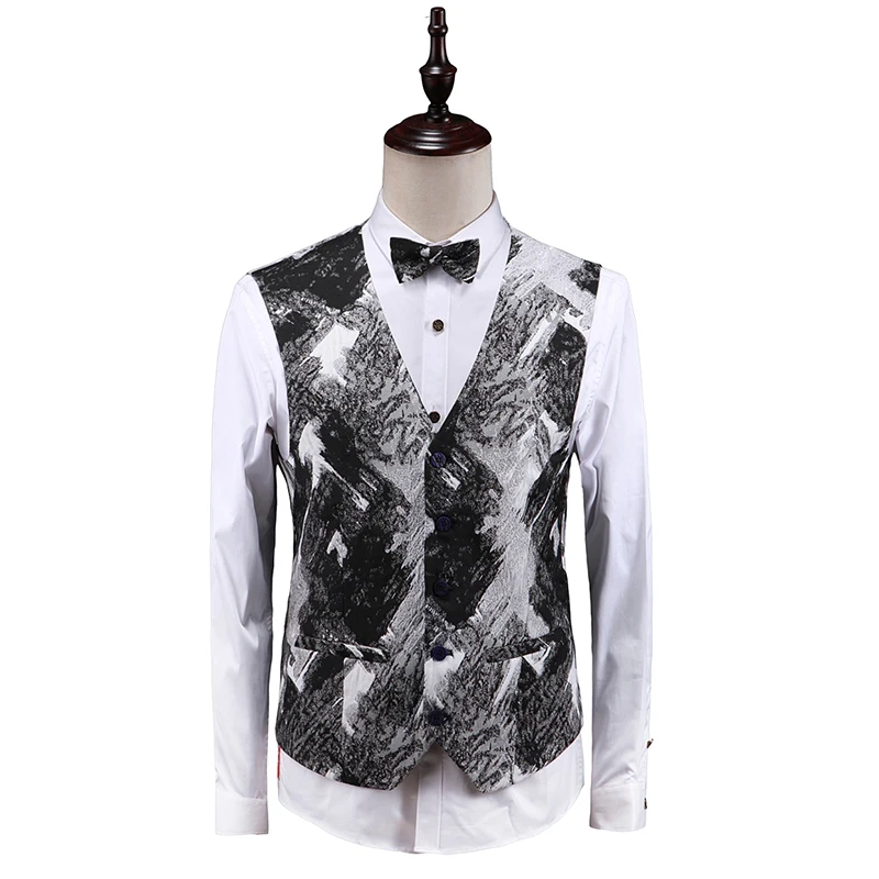 MOGU 2019 Men's Spring New Classic Vests Slim Fit Comfortable Vest Gentlemen Fashion Floral Large Size 5XL Waistcoat | Мужская