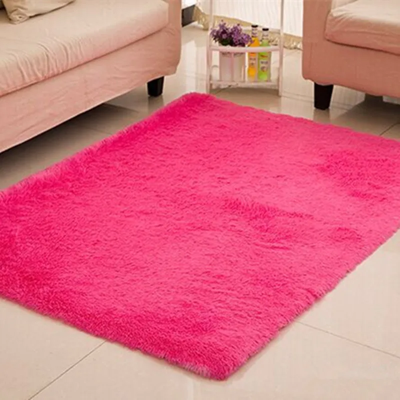 

Living Room Carpet European Fluffy Kids Room Rug Bedroom Mat Soft Faux Fur Area Rug Rectangle Mats watermelon red 80*120cm