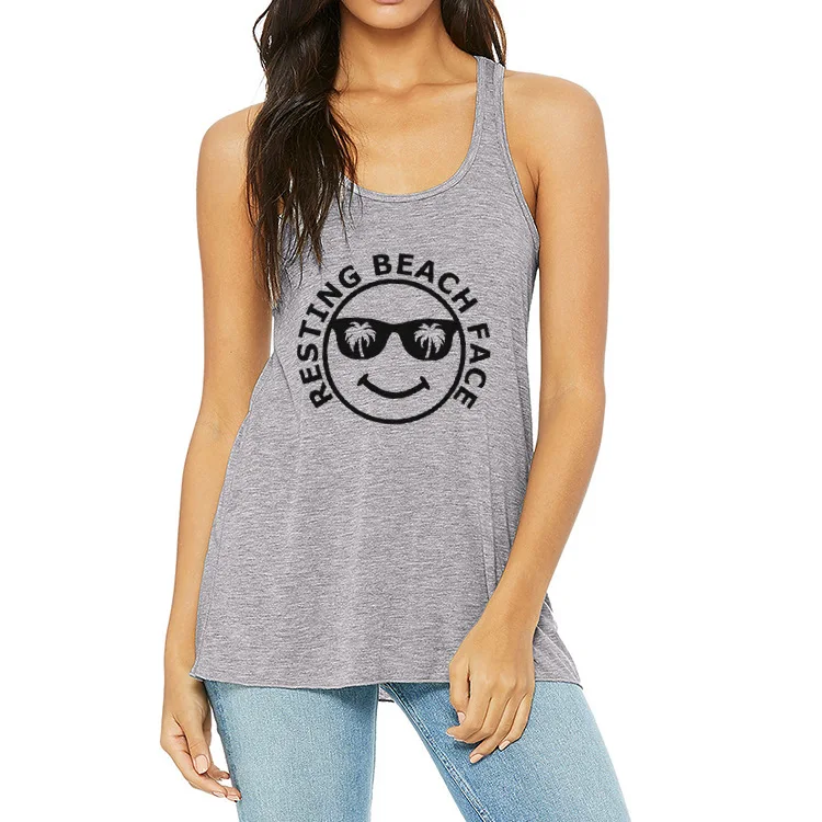 Resting Beach Face Plus Size Tank Tops Women Summer Letter Print Female Casual Vest Ladies Tops Tee
Resting Beach Face Plus Size Tank Tops Women Summer Letter Print Female Casual Vest Ladies Tops Tee