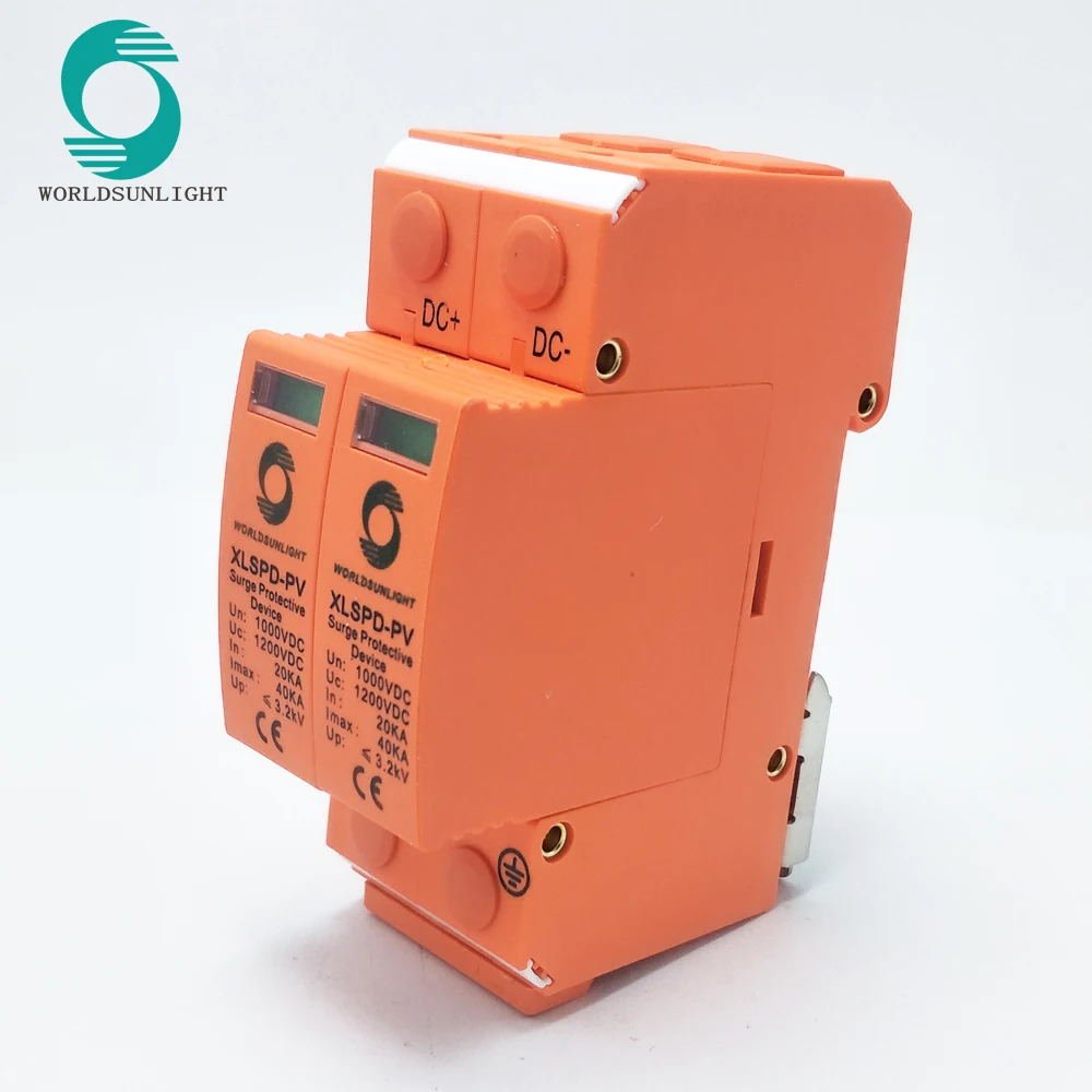 Worldsunlight DC SPD 20KA~40KA 1000VDC 2P House Surge Protector protection Protective Low-voltage Arrester Device
Worldsunlight DC SPD 20KA~40KA 1000VDC 2P House Surge Protector protection Protective Low-voltage Arrester Device