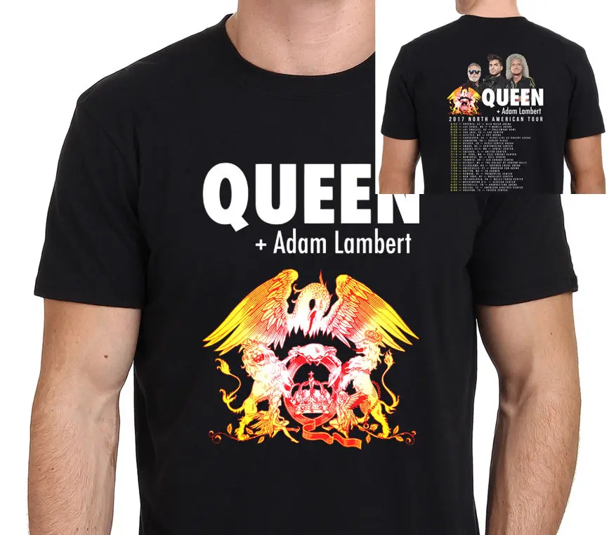 Мужская футболка Queen and Adam Lambert North American Tour 2017 Размер: S-to-XXL высококачественные