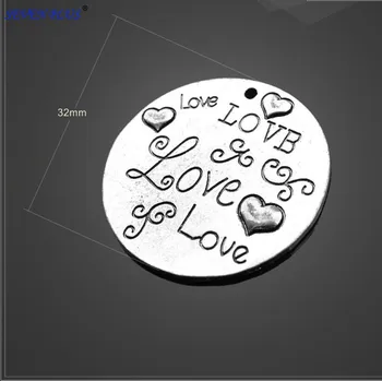 High Quality 50 Pieces/Lot Diameter 32mm Antique Silver Plated Round Disc Letter Printed Love Pendants
High Quality 50 Pieces/Lot Diameter 32mm Antique Silver Plated Round Disc Letter Printed Love Pendants