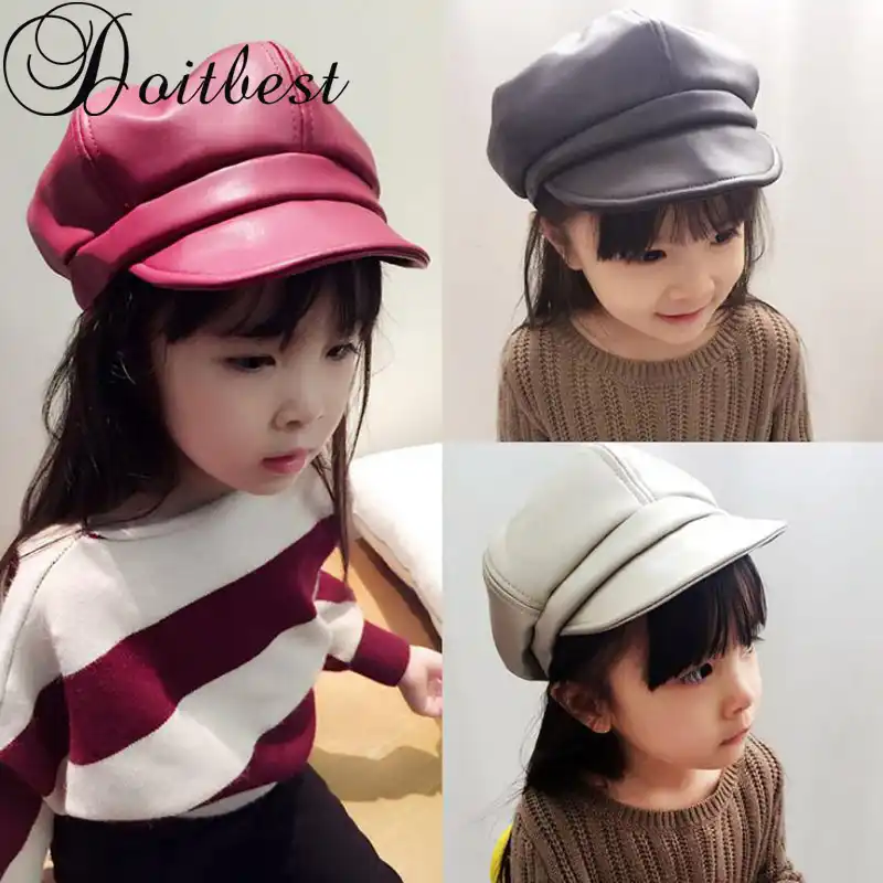 kids leather cap