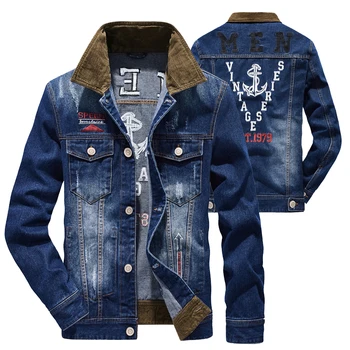 Man jean jacket corduroy collar embroidery high quality denim jacket men plus size 4XL fashion outerwear coats for men wholesale
Man jean jacket corduroy collar embroidery high quality denim jacket men plus size 4XL fashion outerwear coats for men wholesale