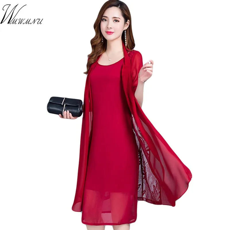 Women Round Neck solid color Loose Dresses 2019 New Plus Size M-4XL Summer Chiffon Dress Two-piece Set Slim Dress Vestidos Mujer
Women Round Neck solid color Loose Dresses 2019 New Plus Size M-4XL Summer Chiffon Dress Two-piece Set Slim Dress Vestidos Mujer