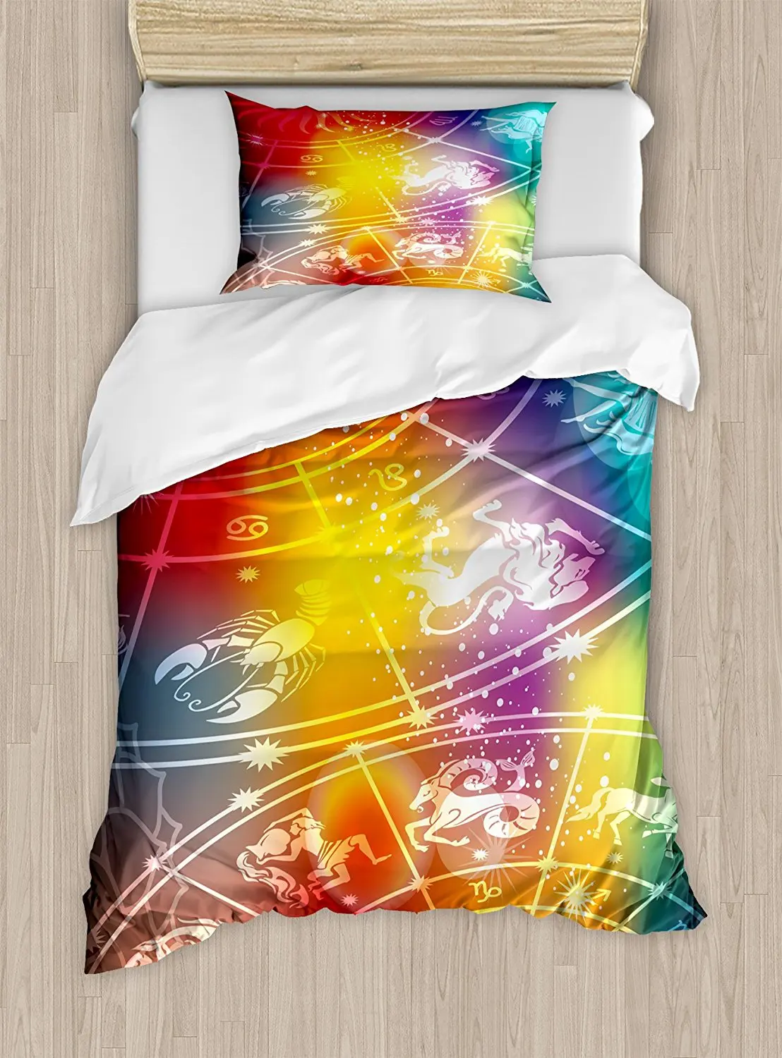 Astrology Duvet Cover Set Ombre Rainbow Colored Abstract Image with Asrological Sun Shapes Spots Symbols 4 Piece Bedding Set
Astrology Duvet Cover Set Ombre Rainbow Colored Abstract Image with Asrological Sun Shapes Spots Symbols 4 Piece Bedding Set