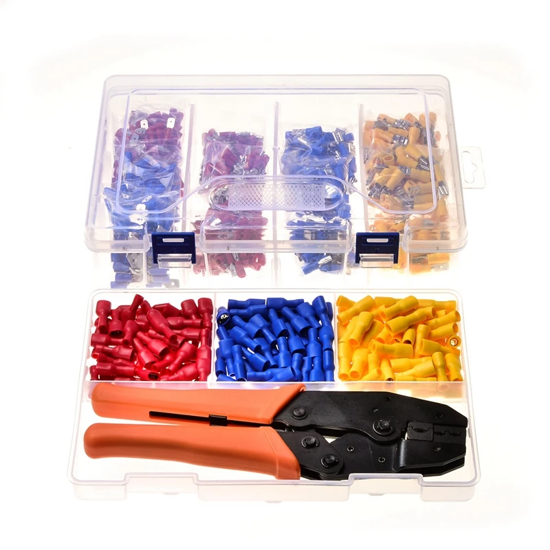900Pcs Assorted Crimp Terminals Insulated Male/Female Spade Wire Terminals Butt Connectors Kit +1Pc Electrical Crimping Plier
900Pcs Assorted Crimp Terminals Insulated Male/Female Spade Wire Terminals Butt Connectors Kit +1Pc Electrical Crimping Plier