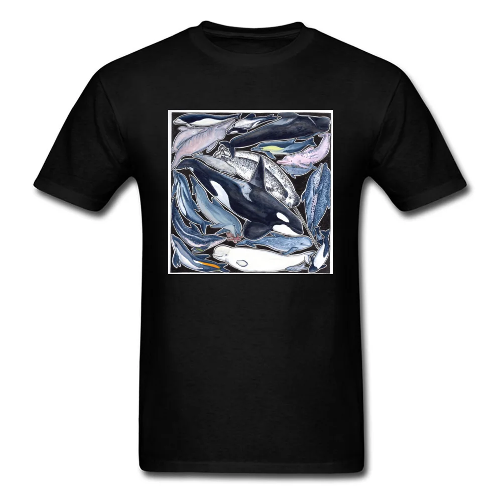 Family Orca dolphin beluga narwhal cie Casual T-Shirt O-Neck 100% Cotton Fabric Man Tops Shirt Short Sleeve Tops & Tees Summer Orca dolphin beluga narwhal cie black