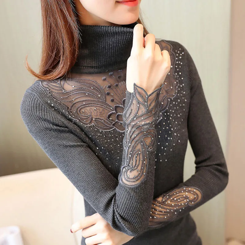 Autumn Women Sweaters Pullovers Lace Patchwork Turtleneck Knitted Sweaters Elegant Casual Pullovers Warm Elastic Knitwear YW9377
Autumn Women Sweaters Pullovers Lace Patchwork Turtleneck Knitted Sweaters Elegant Casual Pullovers Warm Elastic Knitwear YW9377