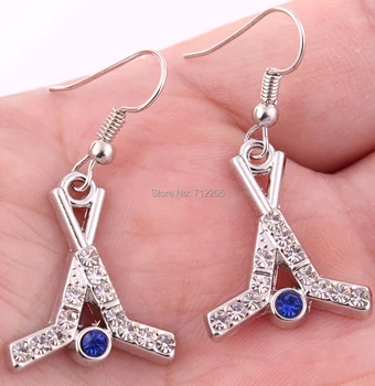 Sports earring 20pair a lot hot sale zinc alloy rhodium plated multicolor crystal Hockey Sticks & Puck Earrings
Sports earring 20pair a lot hot sale zinc alloy rhodium plated multicolor crystal Hockey Sticks & Puck Earrings